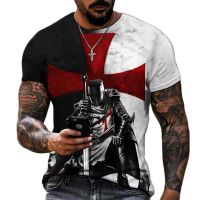 2023 In stock Samurai Pattern Knights Templar 3D Print T-Shirt Retro Style European And American Street Short，Contact the seller to personalize the name and logo