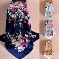 Hang qiao shopWomen Peony Flower Printed Smooth Big Square Scarf Fashion Elegant Shawl