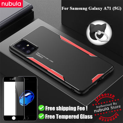 Nebula สำหรับ Samsung Galaxy A71 5G (6.7) นิ้ว SM-A716F SM-A7156ปลอกโลหะอะลูมินัมอัลลอย Matte เคสหลัง Anti-Scratch Hp Samsung Galaxy A71 5G กรณีผู้ถือแหวนชุดทำความสะอาดหน้าจอกระจกนิรภัยฟรีสำหรับ Samsung Galaxy A71(5G)