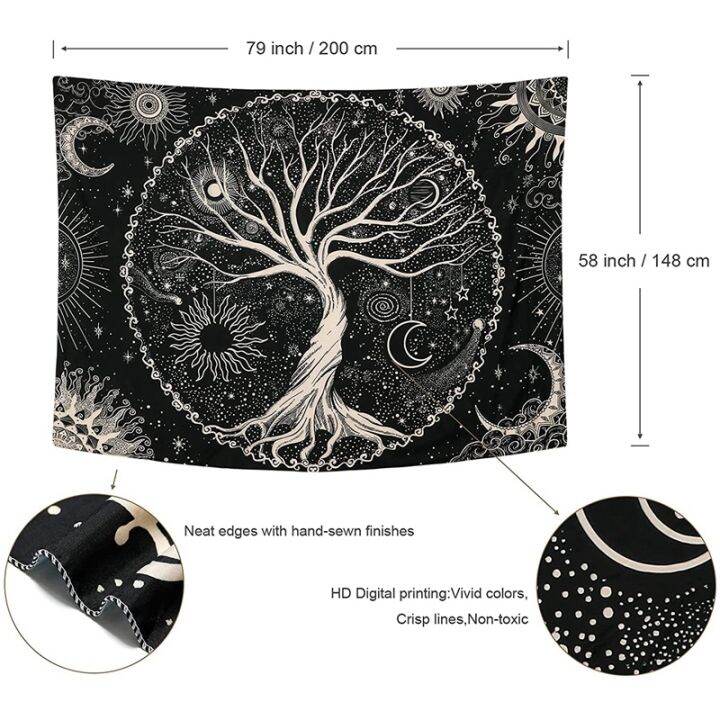 tree-tapestry-moon-and-sun-black-wall-hanging-tapestry-psychedelic-mandala-starry-sky-tapestry-hippie-tapestry