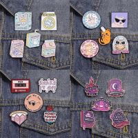 ◐∋  Cartoon Enamel Pin Set Book Alloy Brooches Lapel Badges Jewelry Accessories