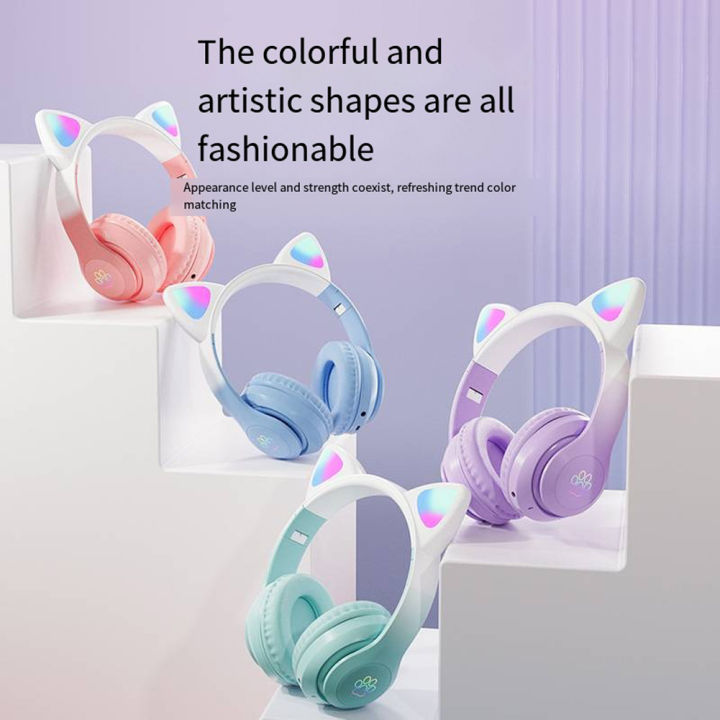 wireless-bluetooth-compatible-headphone-cute-cat-ear-gradient-color-luminous-head-mounted-gaming-headset