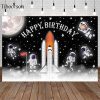 Happy Birthday Photography Background Space Moon Astronaut Rocket Backdrop Props Children Birthday Party Photo Decoration Studio