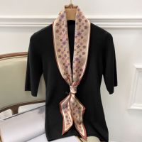 Chain Narrow ribbon scarf Japanese Korean style female temperament scarf imitation silk scarf versatile thin scarves in spring and autumn used as twilly scarf ,Hair band,binding bag handle