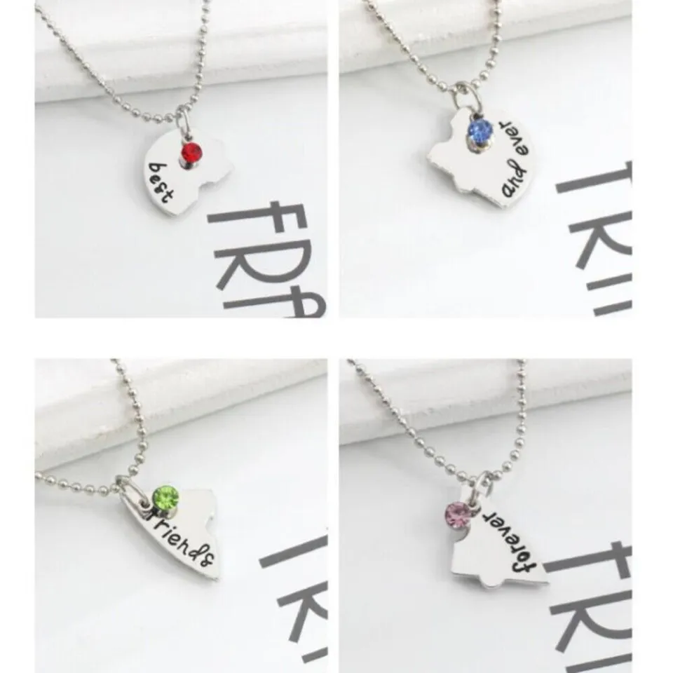 Best Friend Forever and Ever Necklaces, Set of 4 Friendship Necklaces, BFF  Necklace, Split Heart Necklace, Pizzle Piece Necklace, Crystal - Etsy