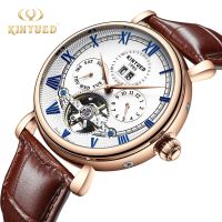 ⌚KINYUED นาฬิกา Tourbillon อัตโนมัติสำหรับผู้ชาย,นาฬิกาสปอร์ตนาฬิกากลไกนาฬิกาข้อมือธุรกิจลำลองหนังนาฬิกาบุรุษ