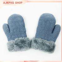 AJKPVQ Unisex ถุงมือผ้าถักสำหรับฤดูหนาวฤดูใบไม้ร่วงหนาอบอุ่นสำหรับเด็ก,ถุงมือของเล่นการรับสารภาพแบบเรียบ