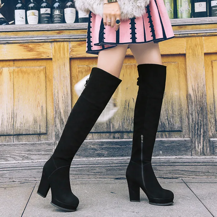 fleece lined over the knee boots