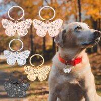 Customizable Pet Dog Collar Tag Butterfly Pendant for Dog Medal with Engraving Name Personalized Number Kitten Puppy Accessories