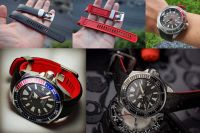 สายนาฬิกา Crafter Blue CB09 สำหรับ Seiko Samurai สีดำ หลังแดง