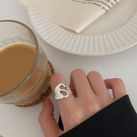 925 Sterling Silver S Letter Ring Heavy Street Punk Trend Index Finger Opening Ring 2021