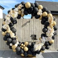 162Pcs Black Gold Balloon Arch Kit Pearl White Chrome Gold Black Balloons Garland for Anniversary Birthday 2023 Graduation Decor