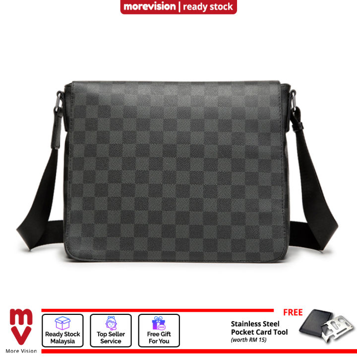 MV Bag Sling Bag Black Messenger Shoulder Beg iPad A4 Elegant Casual  Fashion Leather for Men
