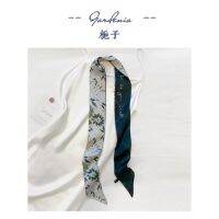 ★New★ Gardenia national style flower print strip spring and summer new silk scarf headband tied hair original all-match bag tie