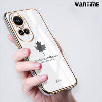 Vantime สำหรับ OPPO Reno10 Pro+ 5G Reno8 เคส 6D ชุบใบเมเปิ้ลป้องกันกล้องกรอบสี่เหลี่ยมกันกระแทกฝาหลังแบบอ่อน