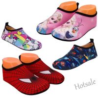 【hot sale】 ∈✱ C19 1-14Yrs Kids Swim Shoes Girls Pretty Elsa Anti Slippery Beach Shoes Toddler Boys Snorkeling Spiderman Barefoot Shoes