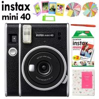 Fujifilm Instax Mini 40กล้องอินสแตนท์สีดำ + + 10-In-1 + 20ภาพในกระเป๋า Instax 64ฟิล์มสีขาวแผ่นอัลบั้ม