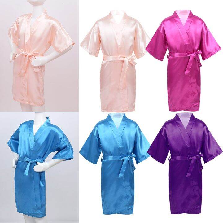 xiaoli-clothing-เด็กเด็กสาวสีทึบซาตินกิโมโนเสื้อคลุมเสื้อคลุมอาบน้ำ-nightgown-ชุดนอนชุดการแต่งกายสำหรับสปางานแต่งงานวันเกิด