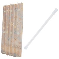 1 Set Modern Shower Curtain Starfish Partition Fresh &amp; 1 Pcs Shower Rod Shower Curtain Rod Telescopic Rod Rod Shower