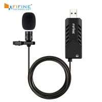 FIFINE Lavalier Clip-on Cardioid Condenser Computer mic plug and play USB Microphone With Sound Card for PC and Mac -K053