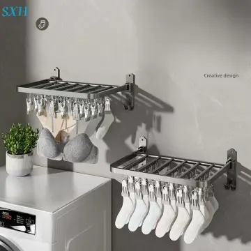 Household Drying Racks Socks Multi-Clips Punch-free Hanging on The Wall  Wall Hanging Folding Balcony