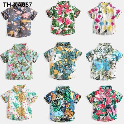 Boys flower summer new childrens Kong style leisure vacation trendy baby top super cute