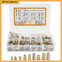 SHIRUI 245Pcs สังกะสีอัลลอยด์ เม็ดมีดเกลียวสำหรับไม้ M4 M5 M6 M8 ที่ใส่ไม้ พร้อมประแจหกเหลี่ยม สลักเกลียวเมตริก ชุดเฟอร์นิเจอร์ไม้