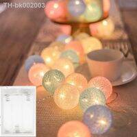 ﹍☌❅ 6M 40 LED Cotton Garland Balls Lights String Christmas Easter Outdoor Hanging Party Baby Kids Room Bed Fairy Lights Decorations