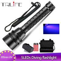 395Nm ดำน้ำไฟฉาย LED กันแสงอุลตร้าไวโอเลต5X ไฟฉายหลอดยูวีดำน้ำกันแสงยูวี300เมตรไฟฉายอะลูมิเนียมดำน้ำ100% กันน้ำ