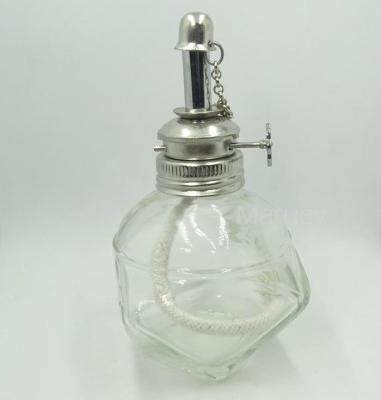 ตะเกียงแก้ว ตะเกียงแอลกอฮอล์ ทรง 4 เหลียม สวย คลาสสิกตั้งได้รอบทิศขนาด 150 ml. Alcohol lamp spirit lamp