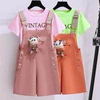 CUI YI SHOP overalls summer suit Internet celebrity style suspenders for big children and girls two-piece thin set