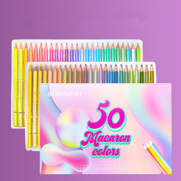 brutfuner-12-24-50สีดินสอสี-macaron-มืออาชีพดินสอวาดสีมันชุดดินสอสีเด็กโรงเรียนอุปกรณ์ศิลปะ
