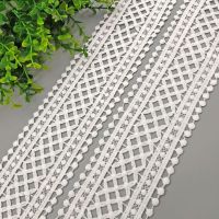 [HOT!] 5Meters/Lot 70mm 75mm Black White Milk Silk Hollow Out Embroidered Water Soluble Lace Ribbon DIY Apparel Sewing Fabric Lace Trim