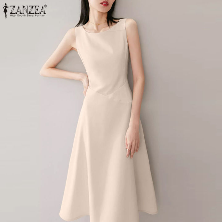 สินค้ามาใหม่-จัดส่งฟรี-fancystyle-zanzea-ชุดเดรสเข้ารูปแขนกุดสไตล์เกาหลีของผู้หญิงเที่ยวกลางคืนชุดเดรสมิดีเสื้อสายเดี่ยวสีพื้น-11