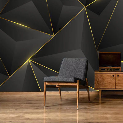 [hot]Custom Photo Wall 3D Abstract Geometric Gold Striped Wallpaper Mural Papel De Parede Living Room Sofa TV Background Home Decor