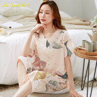 2021Loungewear Women Summer Home Shorts Elegant Lace Applique Collar Plus Size Womens Sleepwear Lavender Color Pajama Shorts Woman