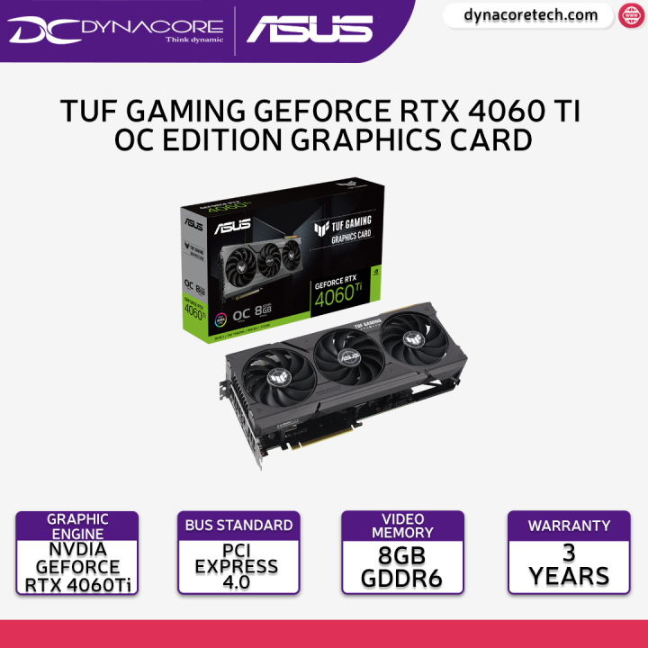ASUS TUF Gaming GeForce RTX 4060 Ti 8GB GDDR6 OC Edition GDDR6 Graphics ...