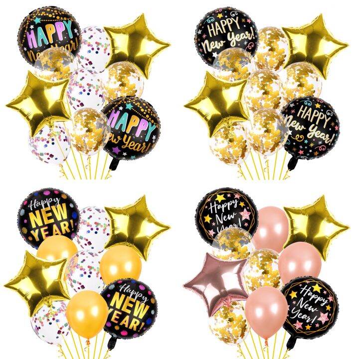 10pcs Happy New Year Balloon Set New Year Decoration Balloons New Year ...