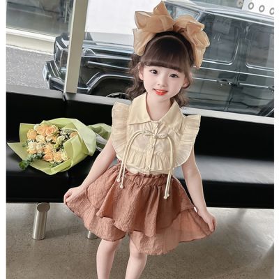 Girls summer wear suits the new 2023 western style girl child in leisure stylish two-piece children thin model