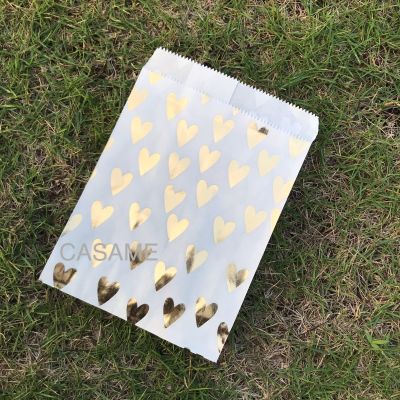 【YF】ↂ◈✔  foiled gold heart wedding candy bag Favor hearts printing Paper Chevron Dot Print craft Bakery