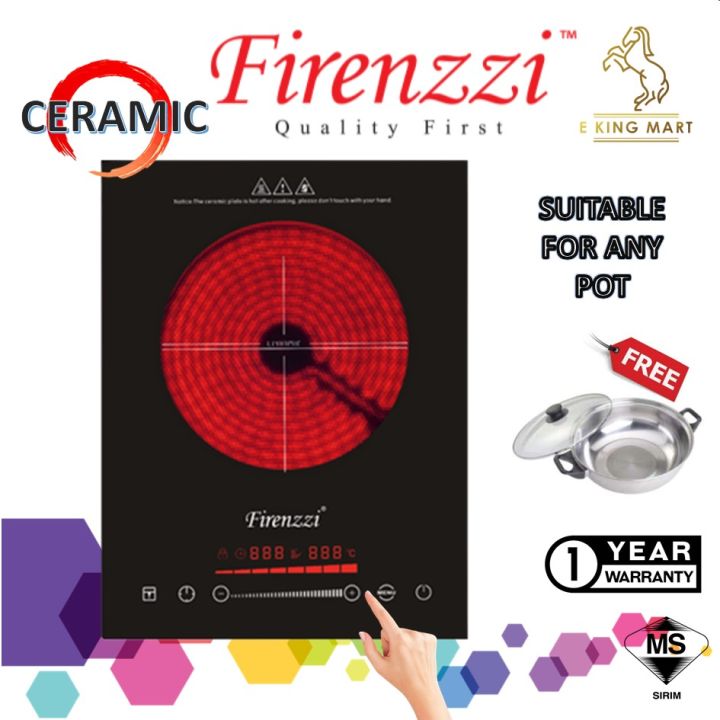 FIRENZZI Built In Table Top Ceramic Hob Cooker Single Stove FRC-1055  Suitable for Any Type of Pot Touch Screen Lazada