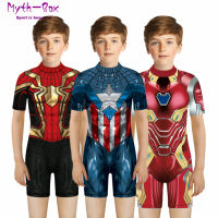 Children s Swimsuit Superhero 3D Print Playsuit Child Short Sleeve Swimwear Beach Bathing Suit Swim Wear For Boys Girls