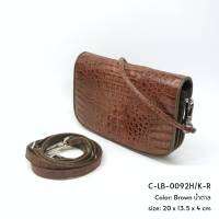 Prang Crocodile Leather Clutch / Cross Body Lady Bag กระเป๋าสะพายข้าง หนังจระเข้ C-LB-0092H/K-R