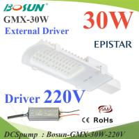 30W LED โคมไฟถนน แบบอลูมิเนียมโปรไฟล์ แสงสีขาว 6500K ใช้ Driver ต่อภายนอกโคม AC 220V รุ่น Bosun-GMX-30W-220V