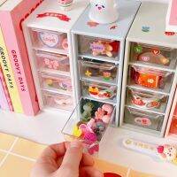 Kawaii Transparent 4 Drawer Storage Box Office Desktop Plastic Cosmetic Organizer Shelf Storage Box Makeup Organizer Stationery