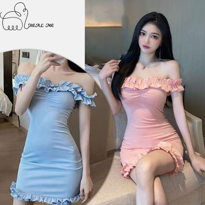 ชุดเดรสสีสันน่ารักมากๆแม่-mini-dress-เดรสเข้ารูป-เดรสแขนยาวกระโปรงสั้น-ชุดเดรสปาดไหล่