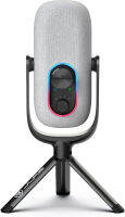 JLab Epic Talk USB Microphone | White | USB-C Output | Cardioid, Omni, Stereo, and Bi-Directional | 192k Sample Rate | Volume Control, Gain Control, and Quick Mute | 3.5mm AUX | Plug and Play