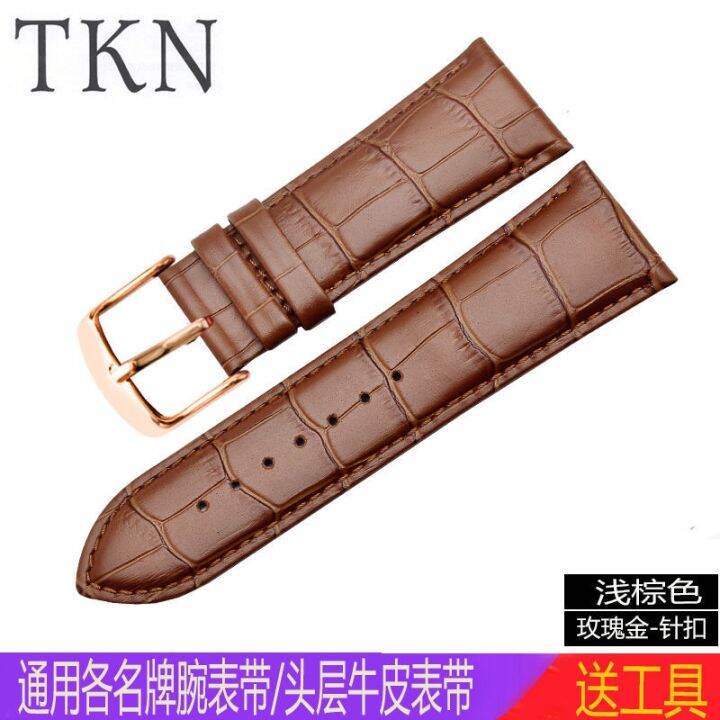 leather-watch-strap-pin-buckle-mens-universal-26-28-30mm-handmade-extra-large-size-cowhide-chain