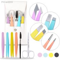 4/6Pcs Professional Eyebrow Tweezers Set Precision Brow Clip Trimming Women Ingrown Hair Removal Scissors Brush Kit Makeup Tools