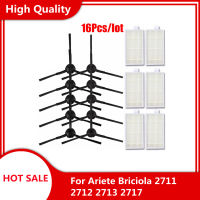 10Pcs แปรงด้านข้าง6Pcs ฝุ่น Hepa Filter สำหรับ Ariete Briciola 2711 2712 2713 2717เครื่องดูดฝุ่นหุ่นยนต์ Robc อะไหล่